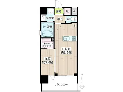 リシャール川崎THE ウエスト(1LDK/4階)の間取り写真