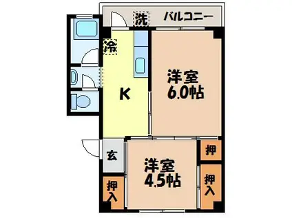 ビレッジハウス末石1号棟(2K/5階)の間取り写真