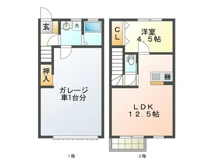 270ガレージ(1LDK/2階)の間取り写真