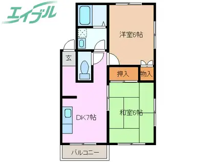 サニーコートD.T(2DK/2階)の間取り写真