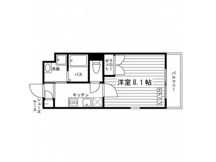 ベルヴィル大蔵(1K/2階)の間取り写真