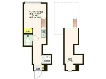 STAGE北新宿II(ワンルーム/1階)の間取り写真