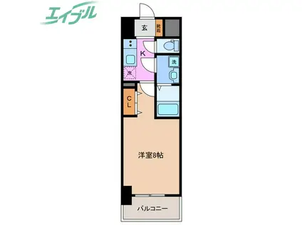 S-RESIDENCE四日市市堀木AMANTE(1K/9階)の間取り写真