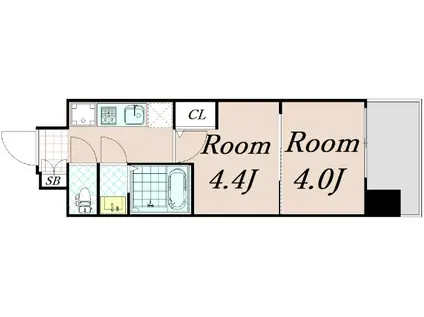 ＪＲ東海道本線 西大路駅 徒歩13分 10階建 新築(2K/10階)の間取り写真