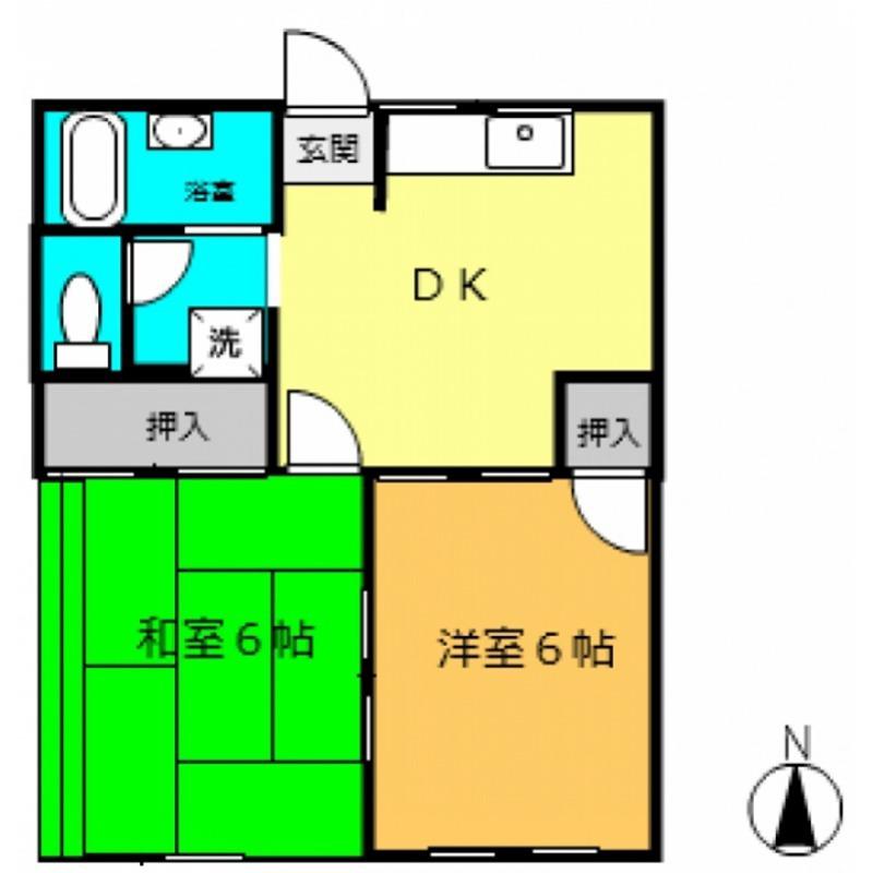 コーポ清水(2DK/1階)の間取り写真