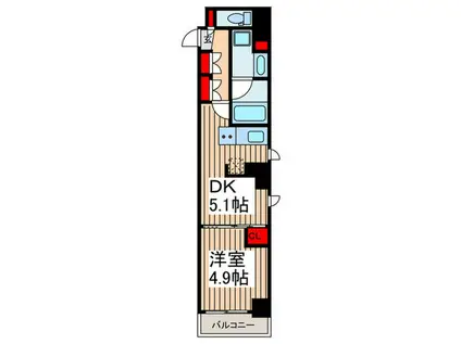 AVERNA月島(1DK/6階)の間取り写真