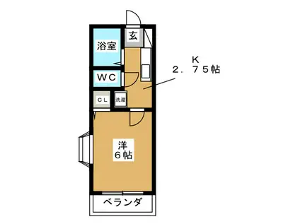 グレイスヒル追浜(1K/2階)の間取り写真