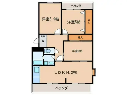 シティライフ焼山(3LDK/1階)の間取り写真