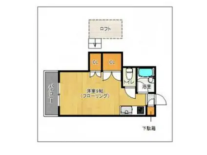 ミュゼットII(ワンルーム/1階)の間取り写真