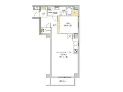 タイズ住吉(1LDK/2階)の間取り写真