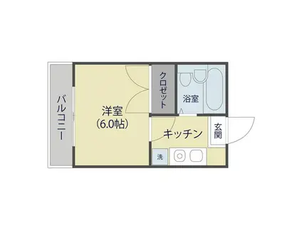 ヒルズ神山(1K/2階)の間取り写真