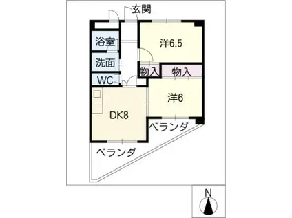 シャトール大和(2DK/4階)の間取り写真