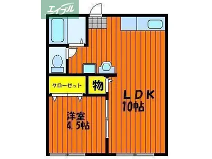 山田コーポ新棟(1LDK/1階)の間取り写真