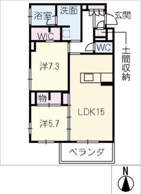 ルジェンド(2LDK/2階)の間取り写真