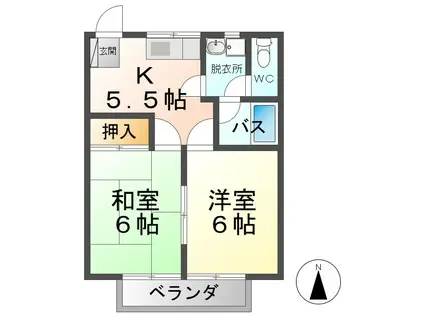 クレールあおば(2K/1階)の間取り写真