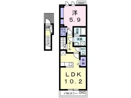 ラスターポイントVI(1LDK/2階)の間取り写真