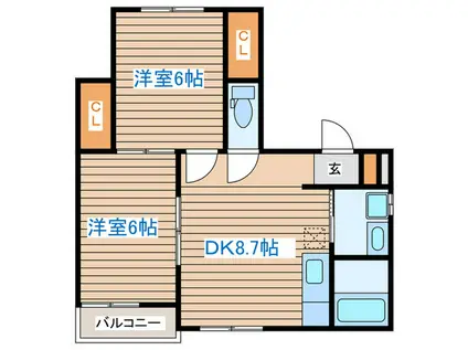 プルミエールI(2DK/3階)の間取り写真