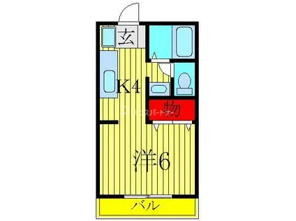ユーハイツC(1K/1階)の間取り写真