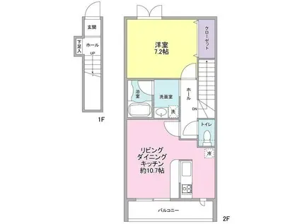 フォールブランシェ用賀(1LDK/2階)の間取り写真