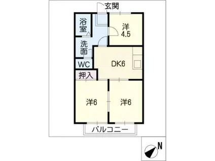 サニーハイツ(3DK/2階)の間取り写真