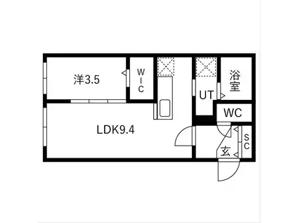 HARNESS麻生 (1LDK/2階)の間取り写真