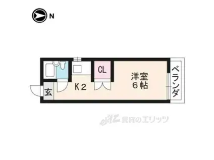 ヒルハイツ一条(1K/3階)の間取り写真