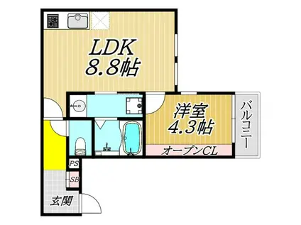リブレメゾン立花町I(1LDK/2階)の間取り写真