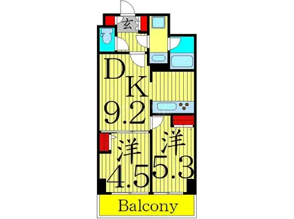 KDXレジデンス梅島(2DK/6階)の間取り写真