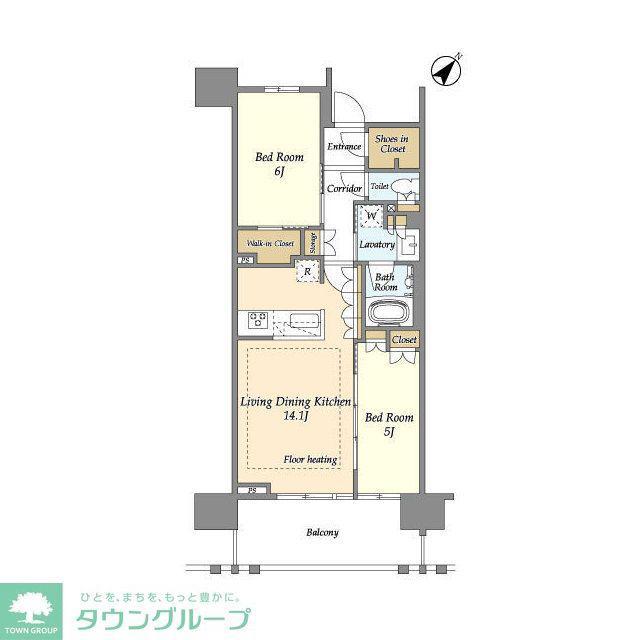 横須賀中央レジデンス(2LDK/5階)の間取り写真