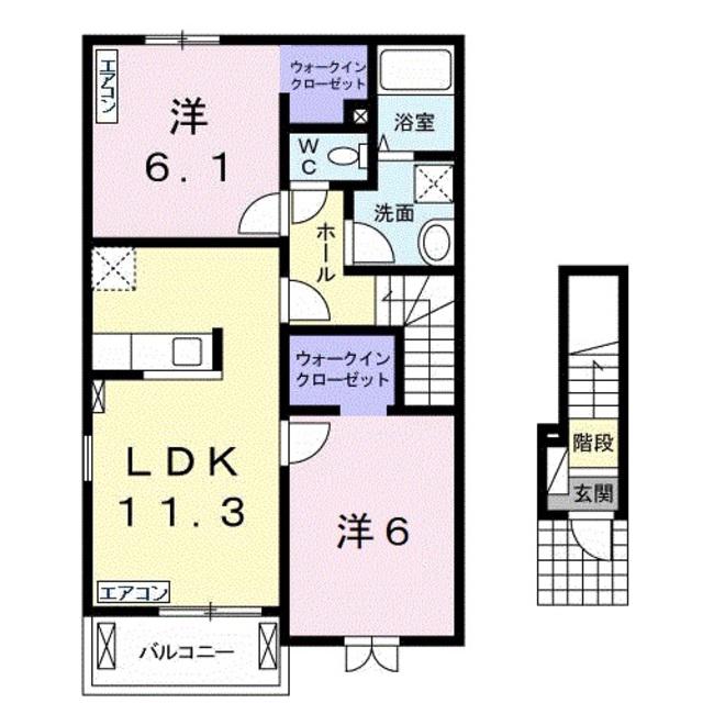 ディオーネ・ジエータ紀ノ川II(2LDK/2階)の間取り写真
