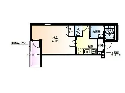 フジパレス新北島(1K/1階)の間取り写真