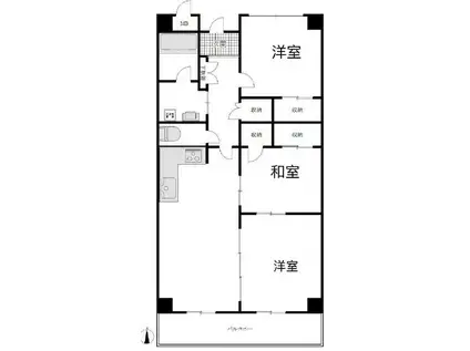 板橋区熊野町 マンション(3LDK/2階)の間取り写真