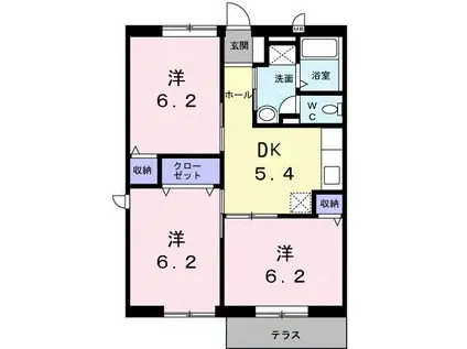 ハッピネス弐番館(3DK/1階)の間取り写真