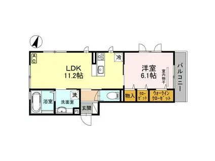 モアレ森南(1LDK/3階)の間取り写真