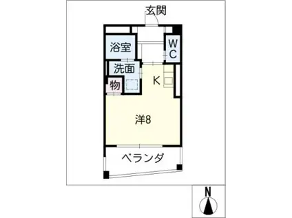 鍵屋 弐番館(ワンルーム/4階)の間取り写真