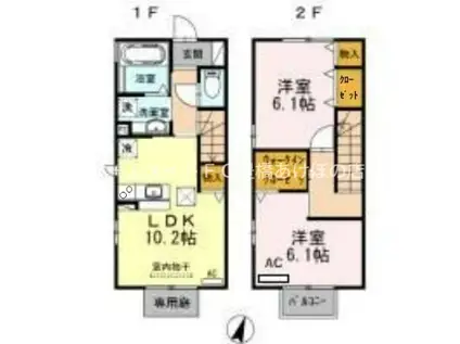 ソフィア B棟(2LDK/1階)の間取り写真