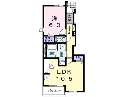 スウィートハウス(1LDK/1階)の間取り写真