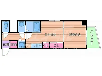 プライムアーバン松屋町(1DK/8階)の間取り写真