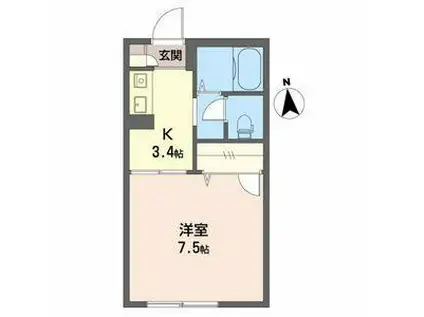 リヴェール壱番館(1K/1階)の間取り写真