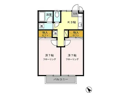 スイートピー国見(2K/2階)の間取り写真