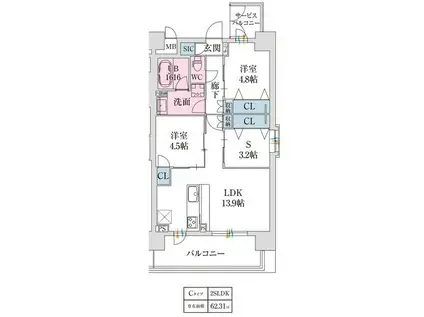 スプランディッド難波VII(2SLDK/7階)の間取り写真