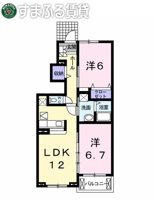 サンリットタウンA(2LDK/1階)の間取り写真