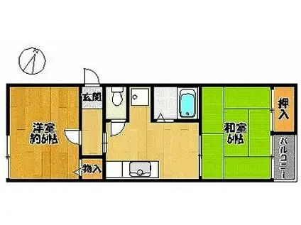 フラワーハイツ(2DK/3階)の間取り写真