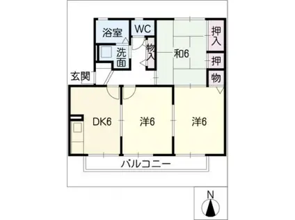 グランシャリオ(3DK/2階)の間取り写真