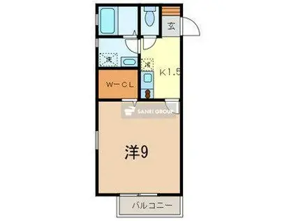 オリエンタル コスモ(1K/2階)の間取り写真