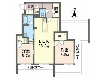 べレオ南佐古(2LDK/2階)の間取り写真