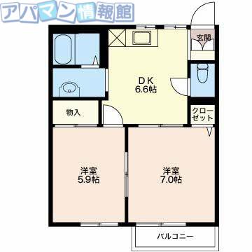 フレグランスセフィラ(2DK/1階)の間取り写真