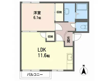 ヴェル・リーブル(1LDK/2階)の間取り写真