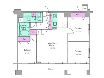 レジディア築地(1LDK/10階)の間取り写真