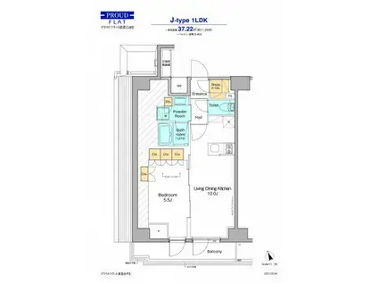 プラウドフラット清澄白河II(1LDK/5階)の間取り写真